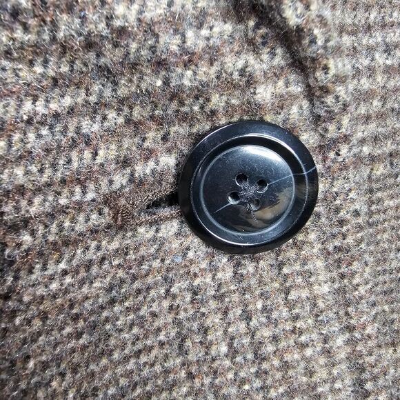 Merona Wool Blend Houndstooth Coat Brown Elbow Patch Equestrian Academia Size S - Picture 3 of 15